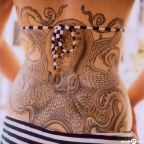 Татуировки для девушек осьминог на спине